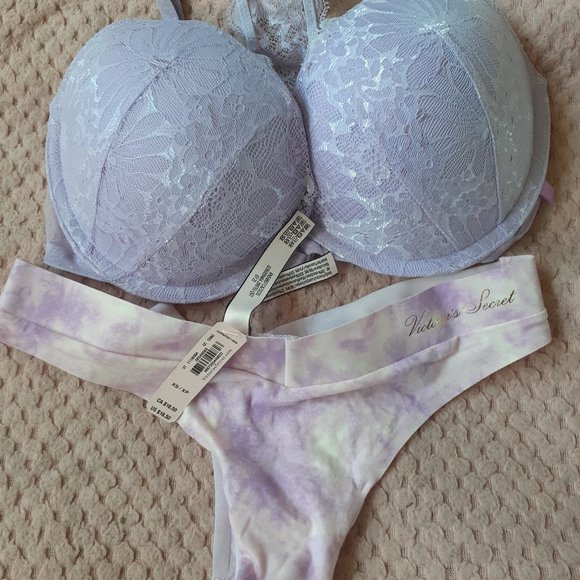 SALE!! Brand New PINK Victoria's Secret Bra 32DD & Thong Panties-XS - Picture 1 of 4